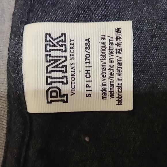 PINK VICTORIA'S SECRET Gray Drop Shoulder V-Neck Long Sleeve Tee Shirt - Small - Picture 7 of 12